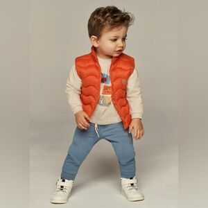 Baby Toddler Boys Vintage Orange Motorcycle Puffer Vest 24M 2T